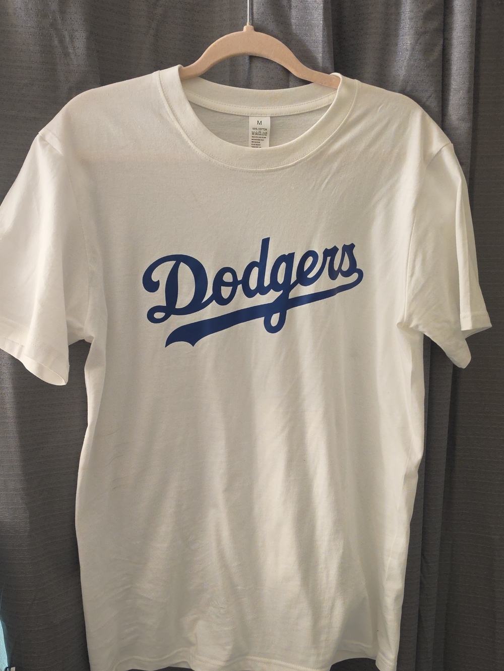 Dodgers White Tee with Blue Script